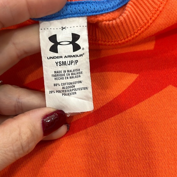 Under Armour Orange Crewneck Sweatshirt, Size Small - Picture 2 of 3
